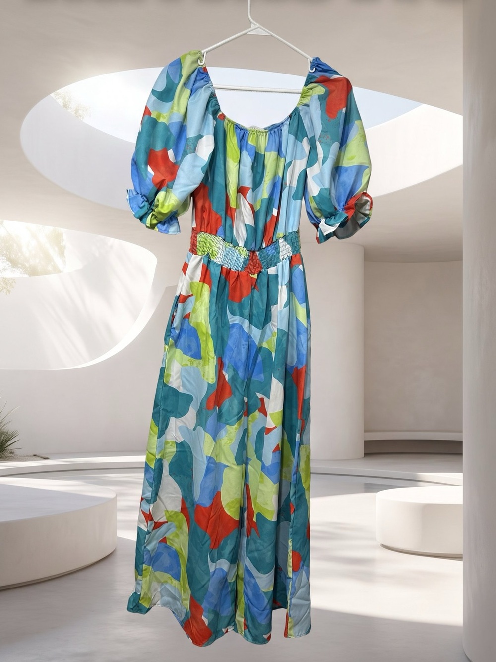 Multi-Color Puff Sleeve jumpsuit